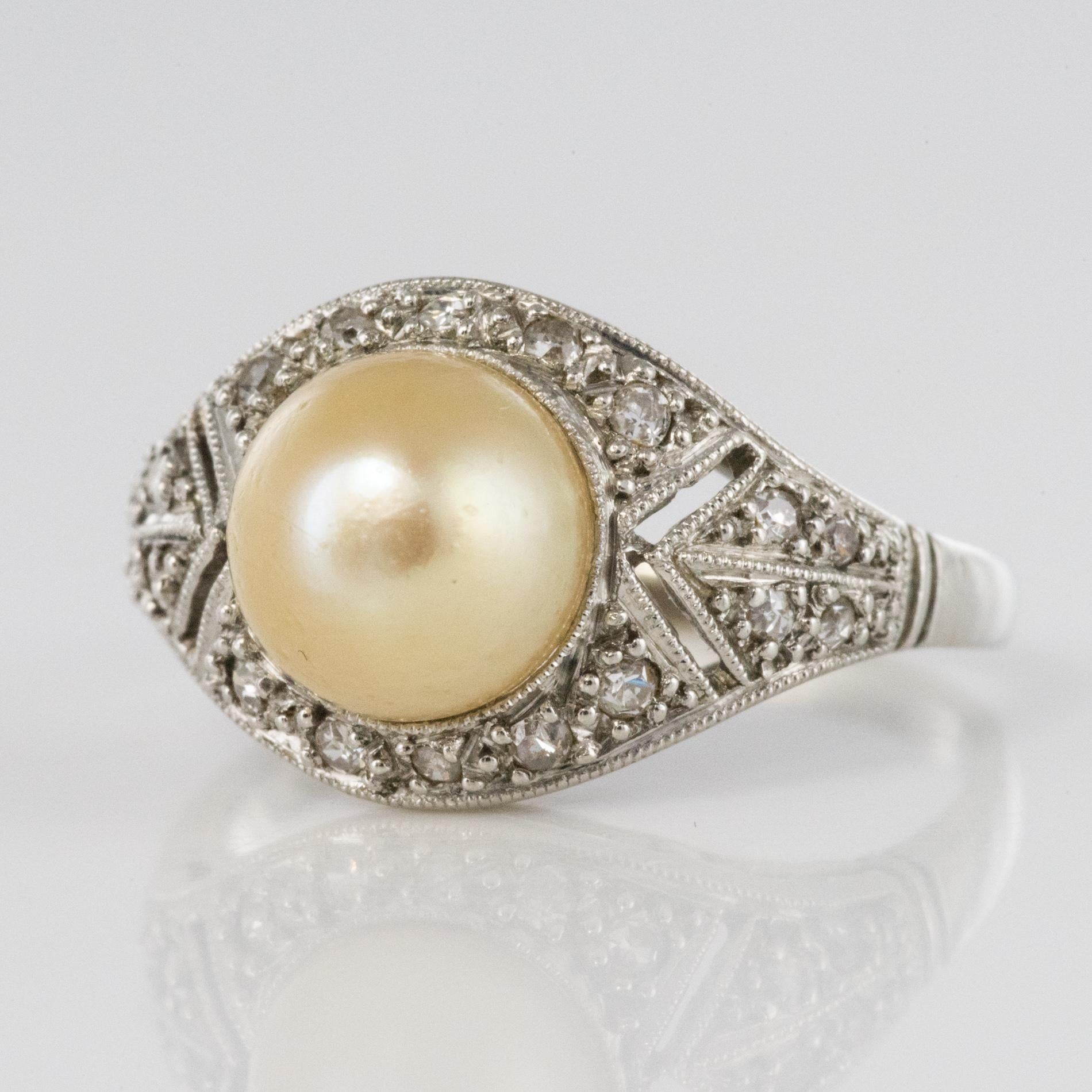 pearl art deco ring