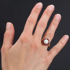 1925 Opal Calibrated Ruby 18 Karat Yellow Gold Ring