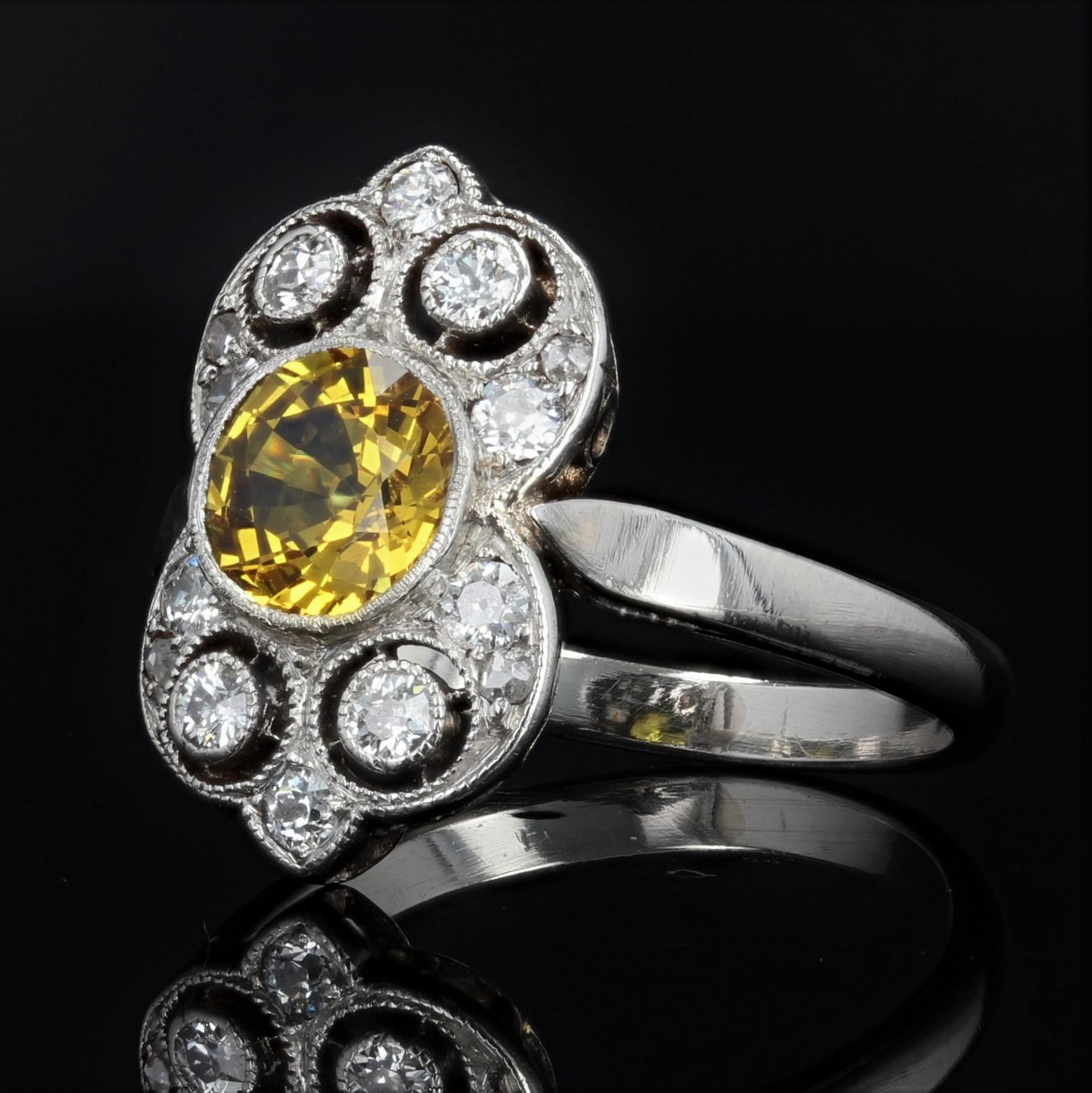 art deco yellow sapphire ring