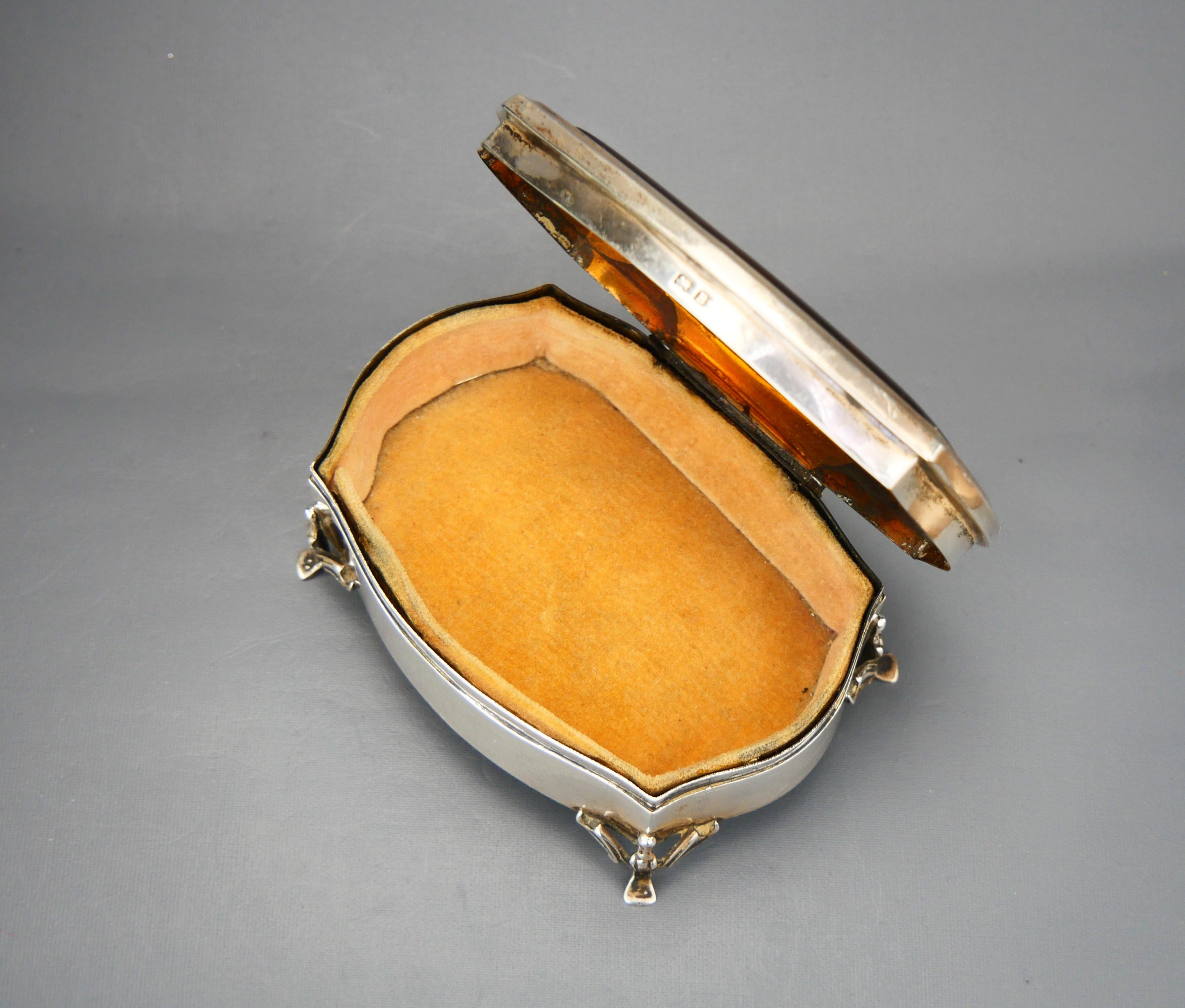 1926 Antique British Sterling Silver Jewelry Vanity Ring Box / 170 gr in vendita 3