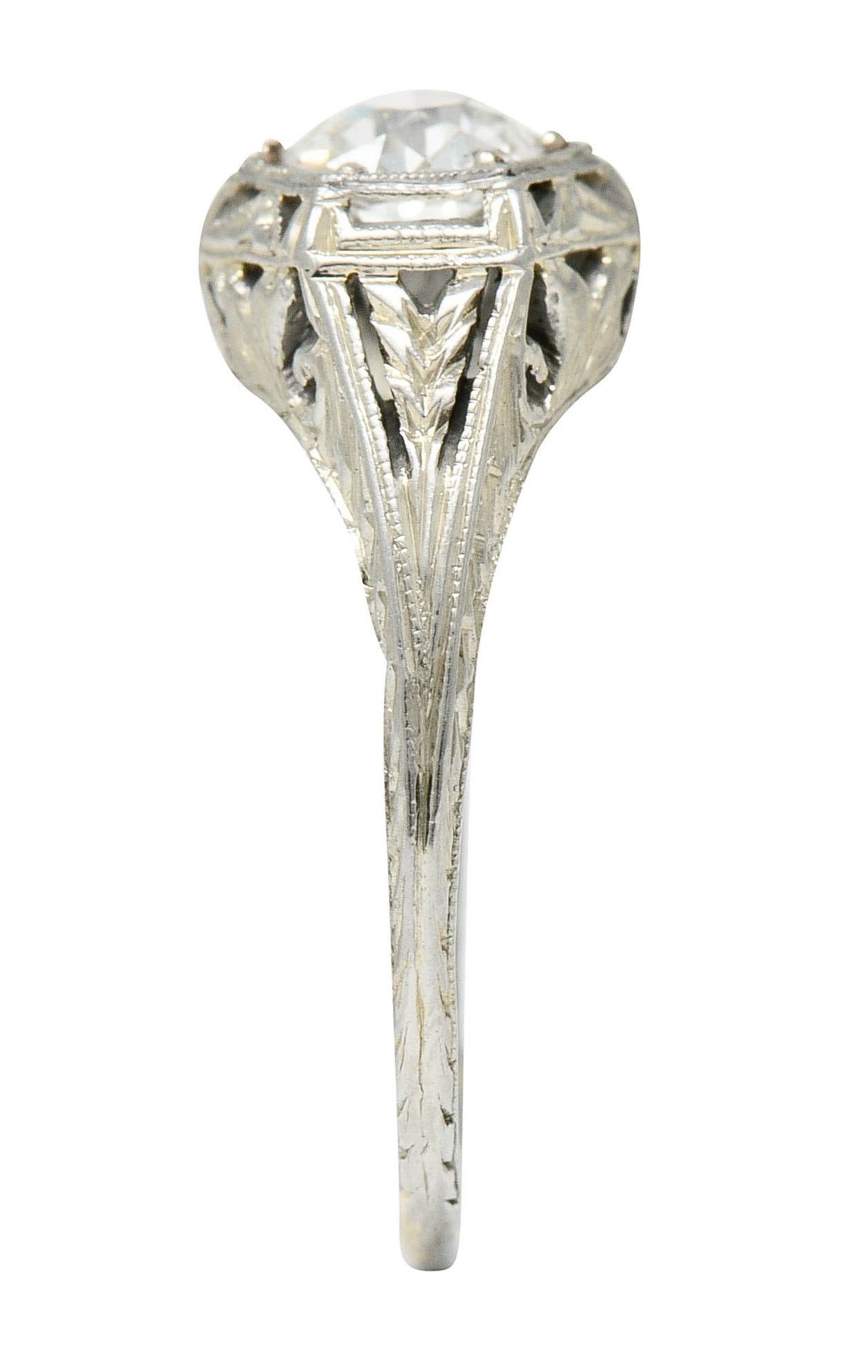 1926 Art Deco 0.76 Carat Diamond 18 Karat White Gold Hexagonal Engagement Ring 3
