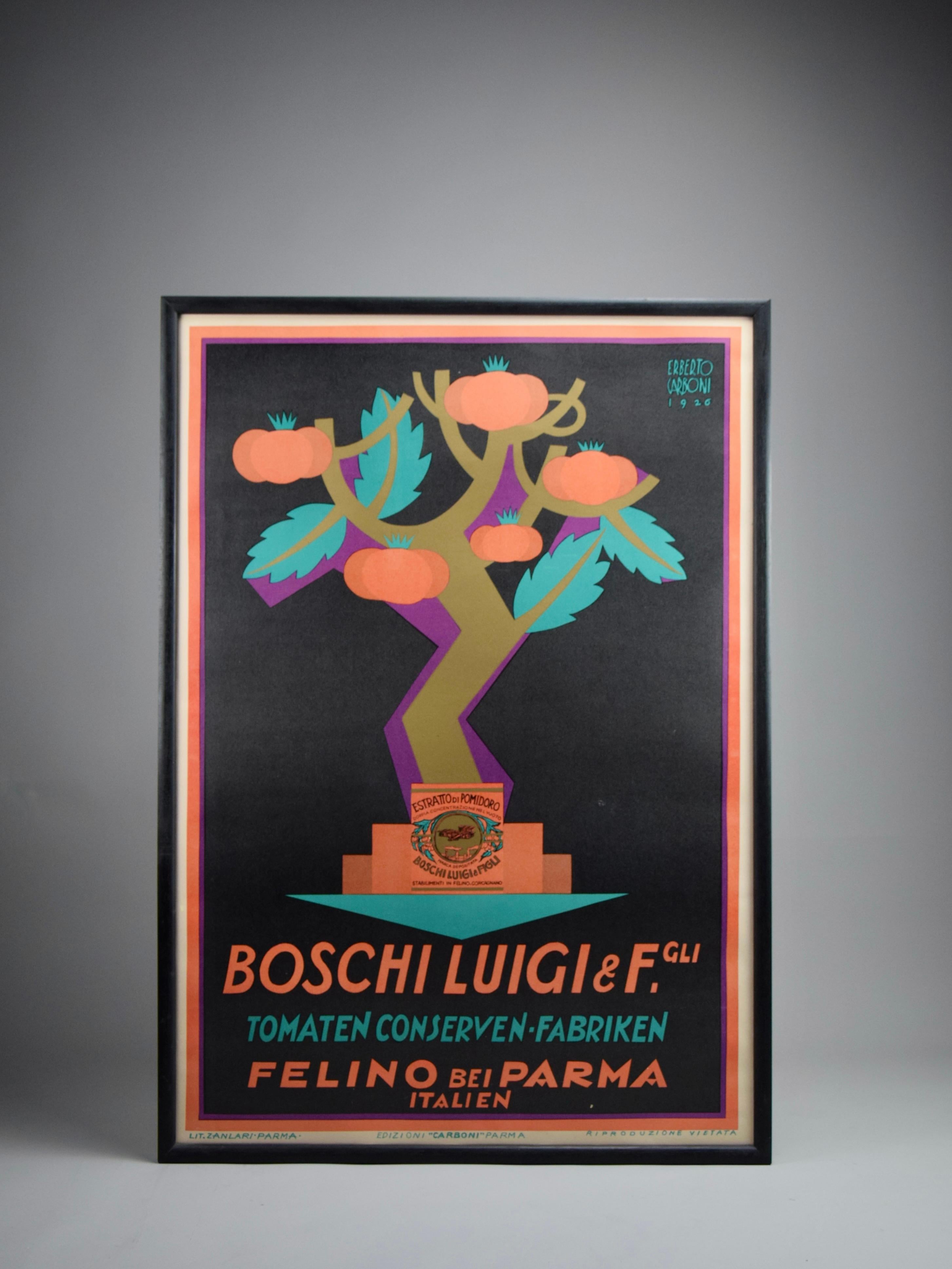 Linen 1926 Art Deco Publicity Poster by Erberto Carboni For Sale