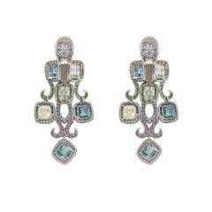 19.26 Carat Natural Burmese Sugarloaf Sapphire Earrings in 18k White Gold