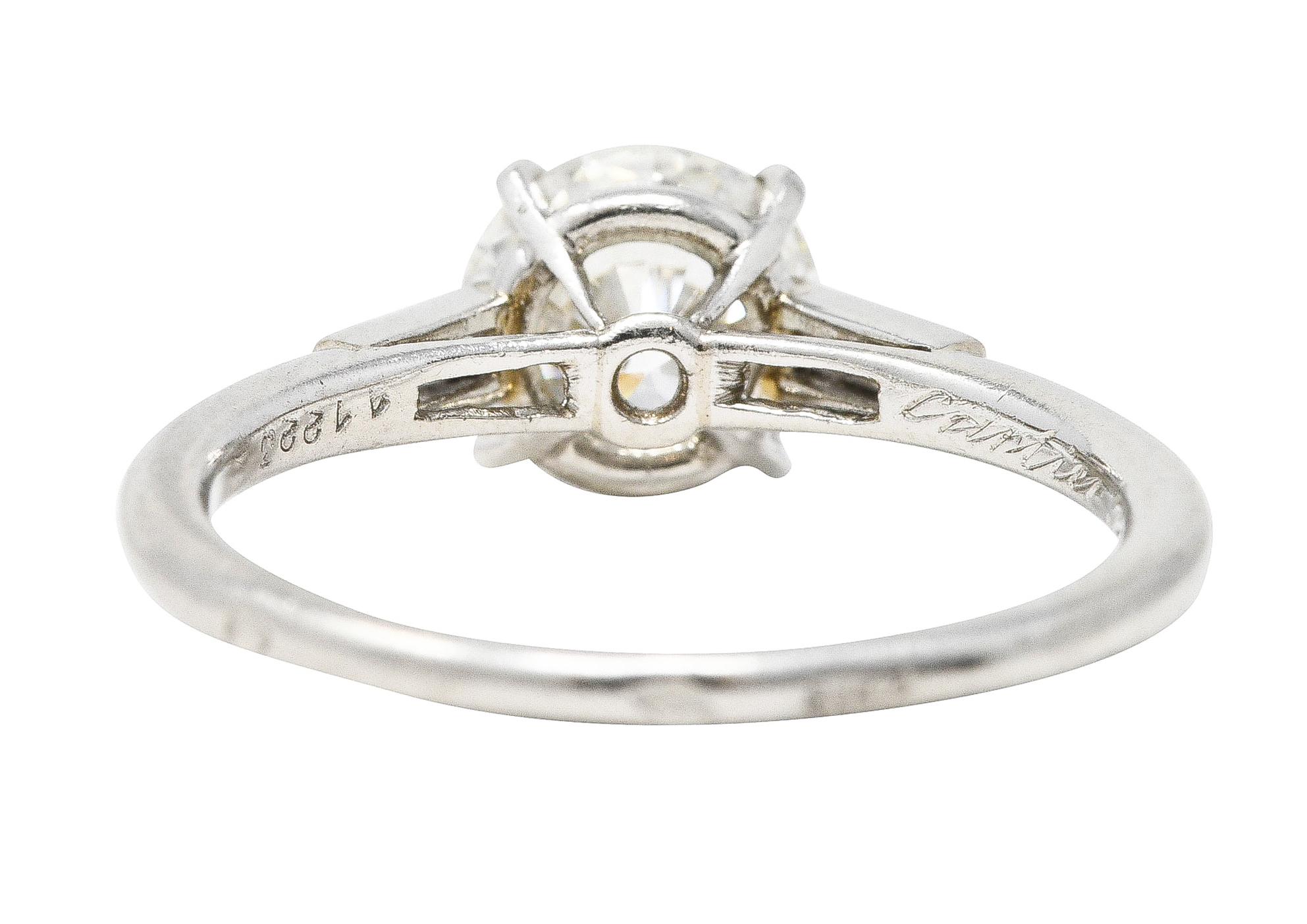 Cartier Paris Mid-Century 1.48 Carats Diamond Platinum Engagement Ring GIA In Excellent Condition In Philadelphia, PA