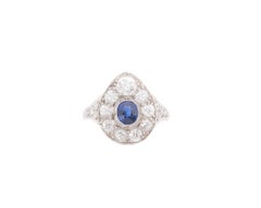 1926 Engraved Art Deco Unheated Sapphire and Diamond Ring