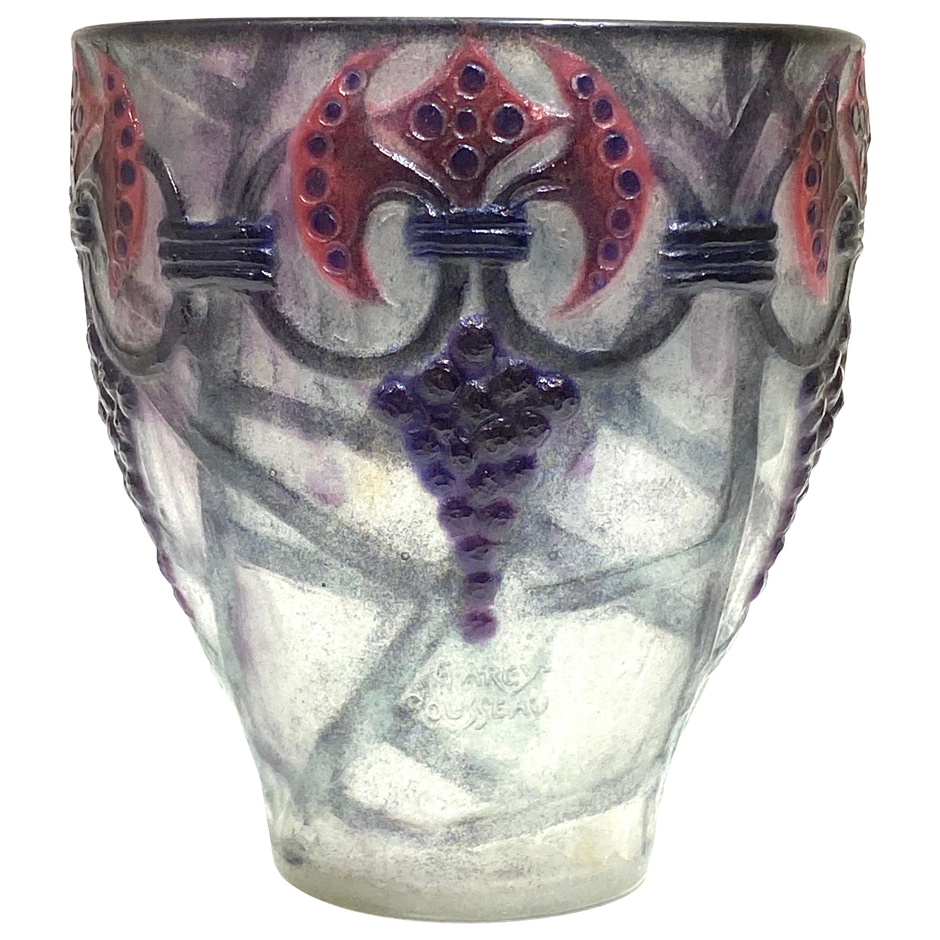 1926 Gabriel Argy-Rousseau Grappes Vase in Pate de Verre Cameo Glass