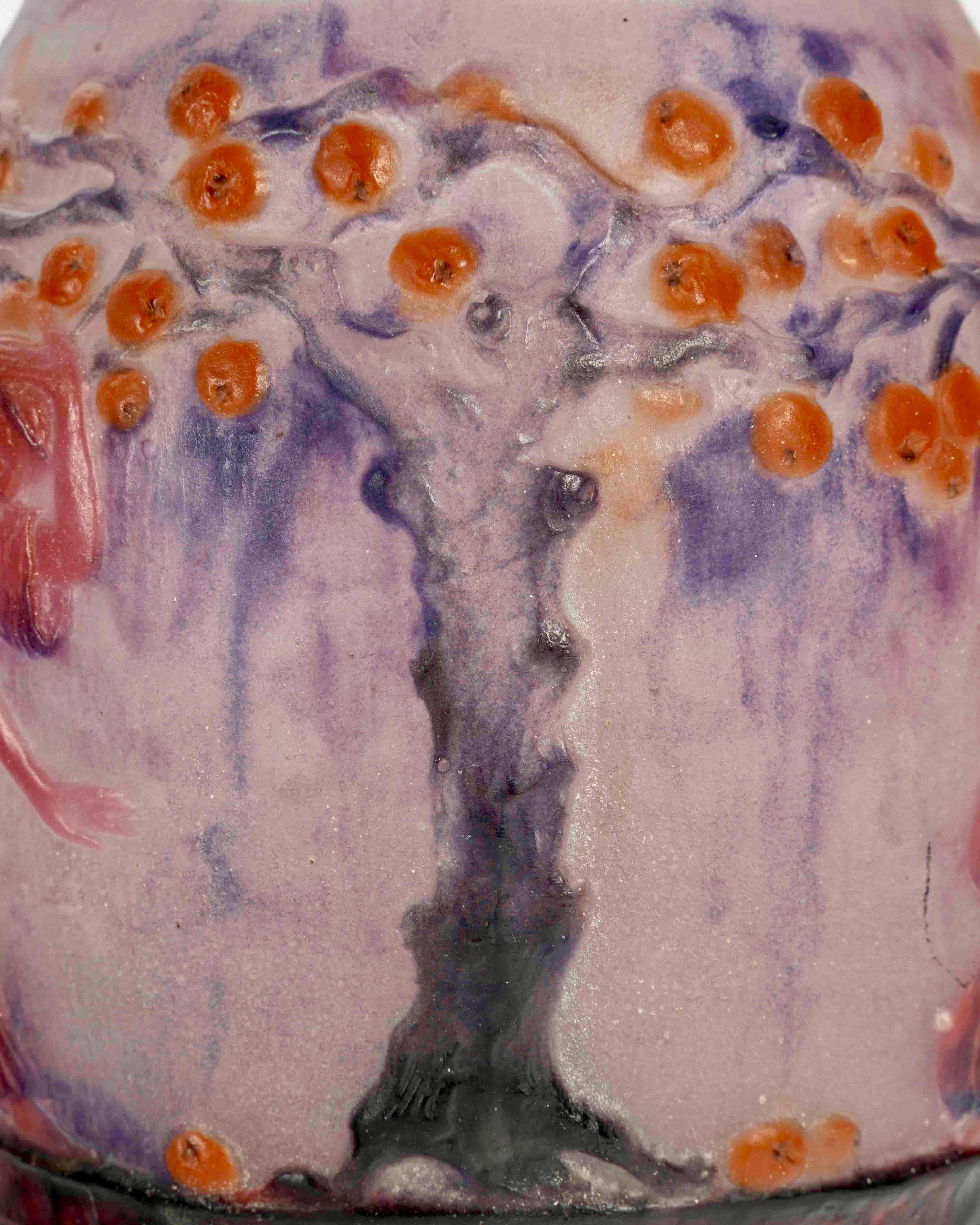 Early 20th Century 1926 Gabriel Argy Rousseau - Vase Jardin des Hesperides Glass Pate De Verre For Sale