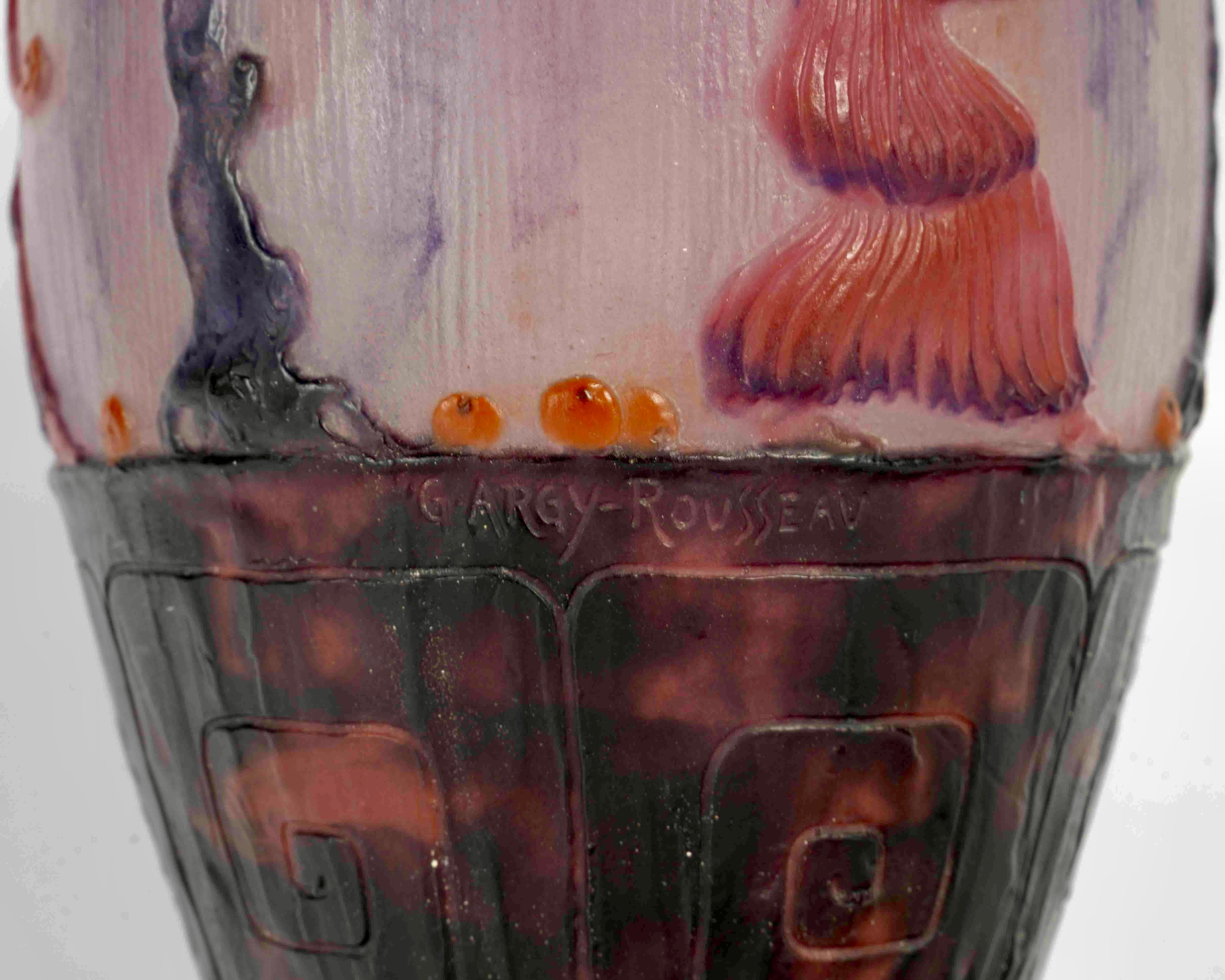 Blown Glass 1926 Gabriel Argy Rousseau - Vase Jardin des Hesperides Glass Pate De Verre For Sale