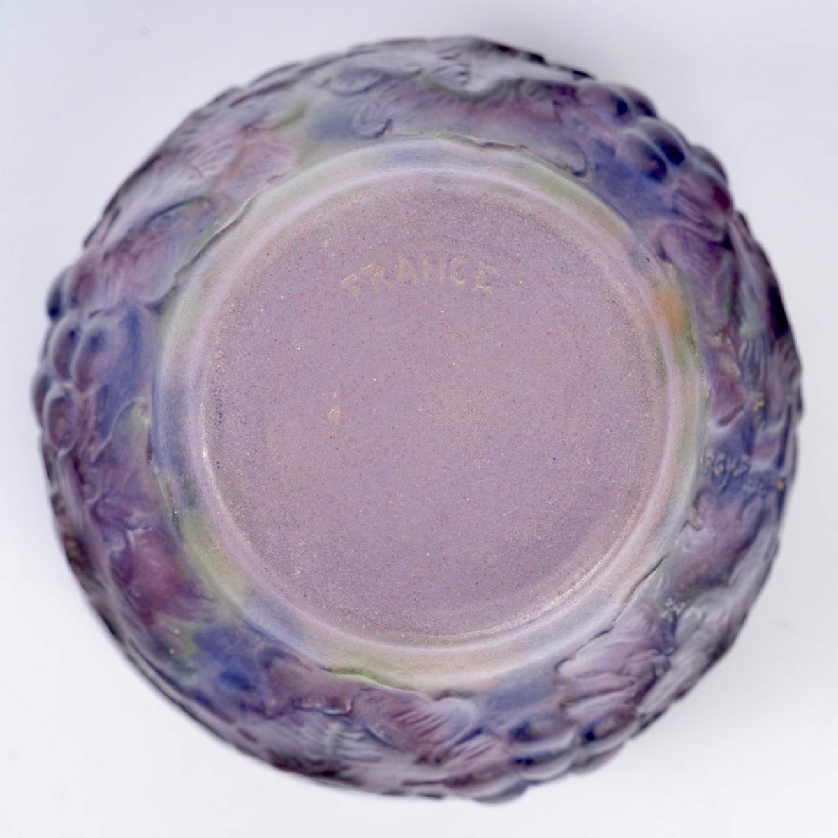 Vetro soffiato 1926 Gabriel Argy-Rousseau Vaso Uvetta Pate de Verre Vetro in vendita