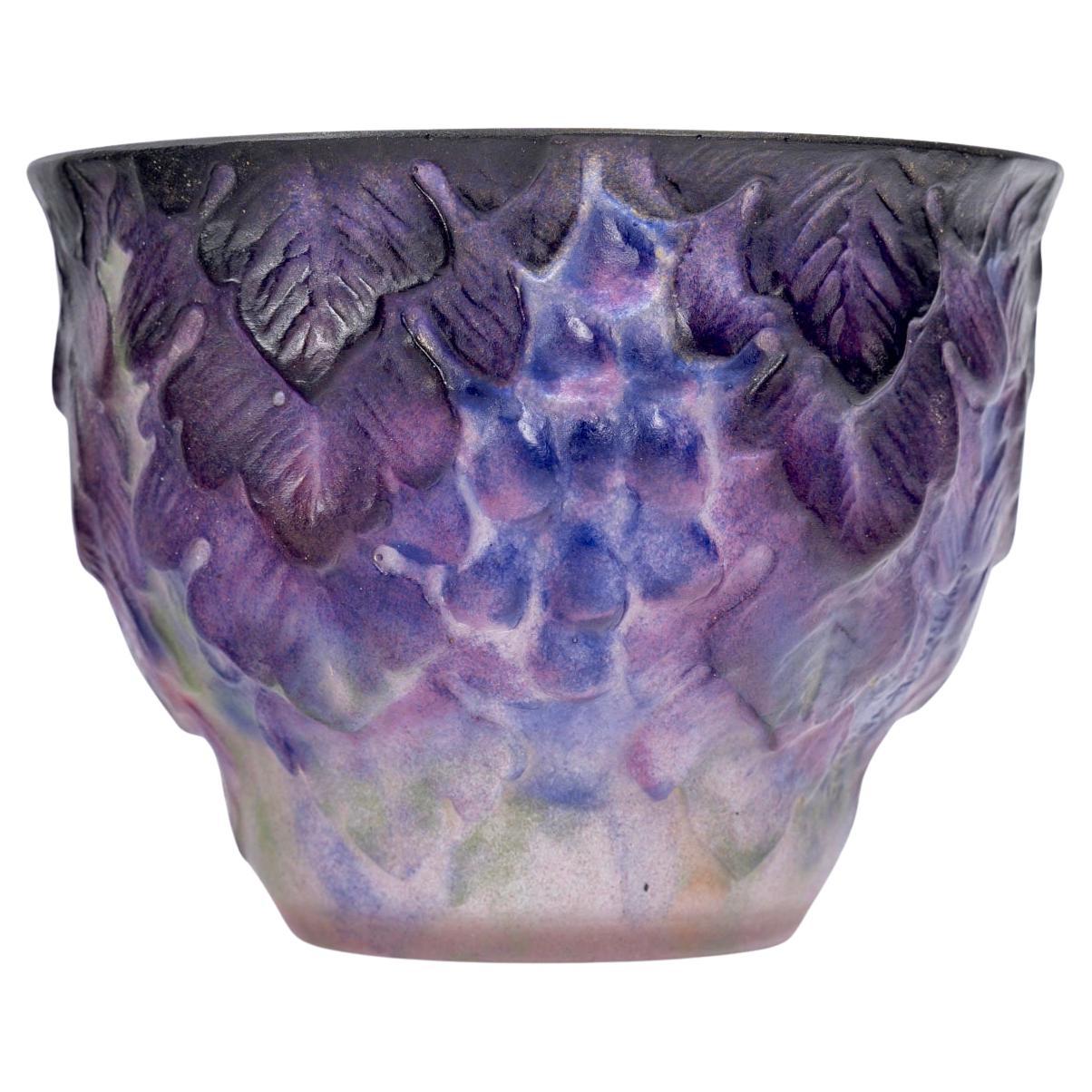 1926 Gabriel Argy-Rousseau Vaso Uvetta Pate de Verre Vetro