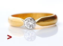 1926 Nordic Ring 0.36ct Diamond solid 23K Gold Platinum Ø7US / 5.4gr