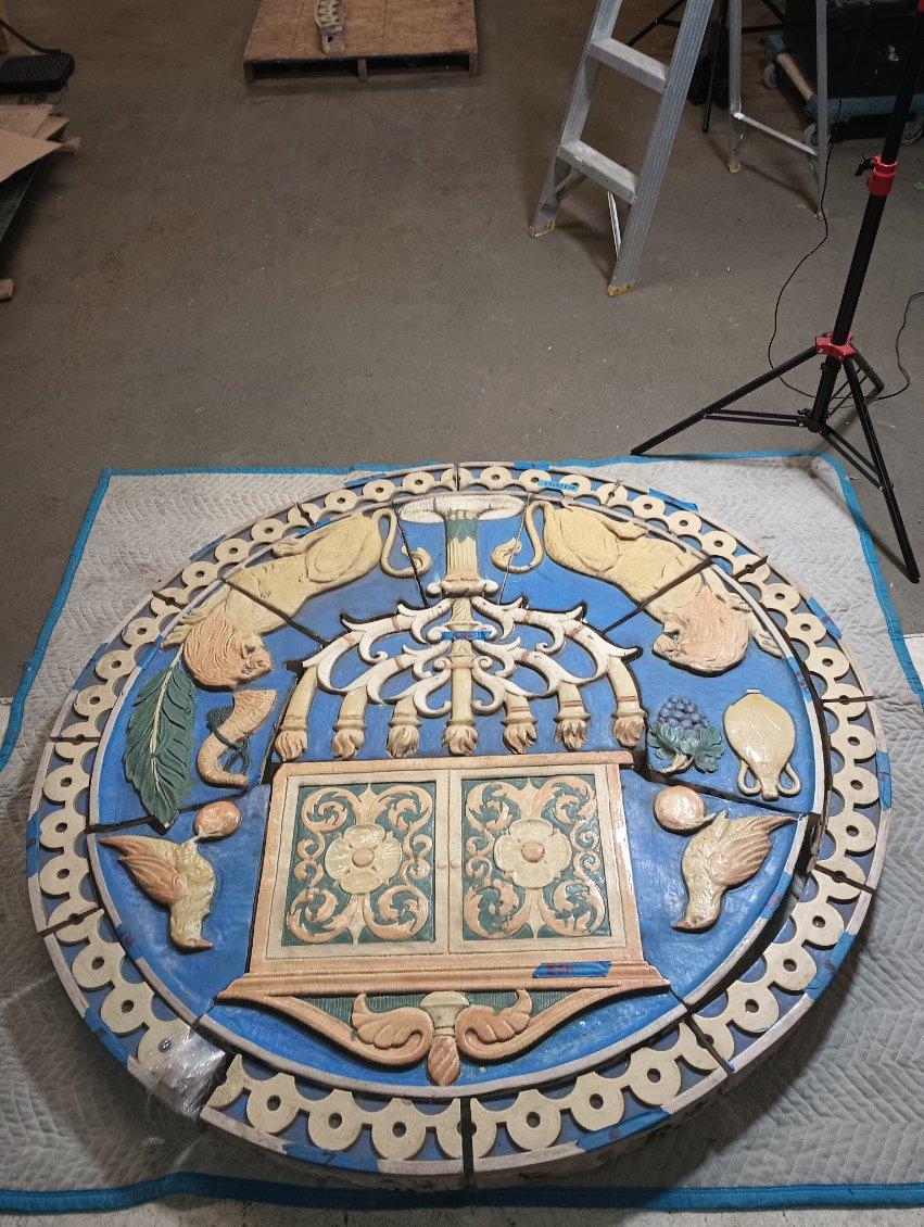 1926 Poly-Chrome Judaic Terracotta Medallion from Phila Synagogue For Sale 12