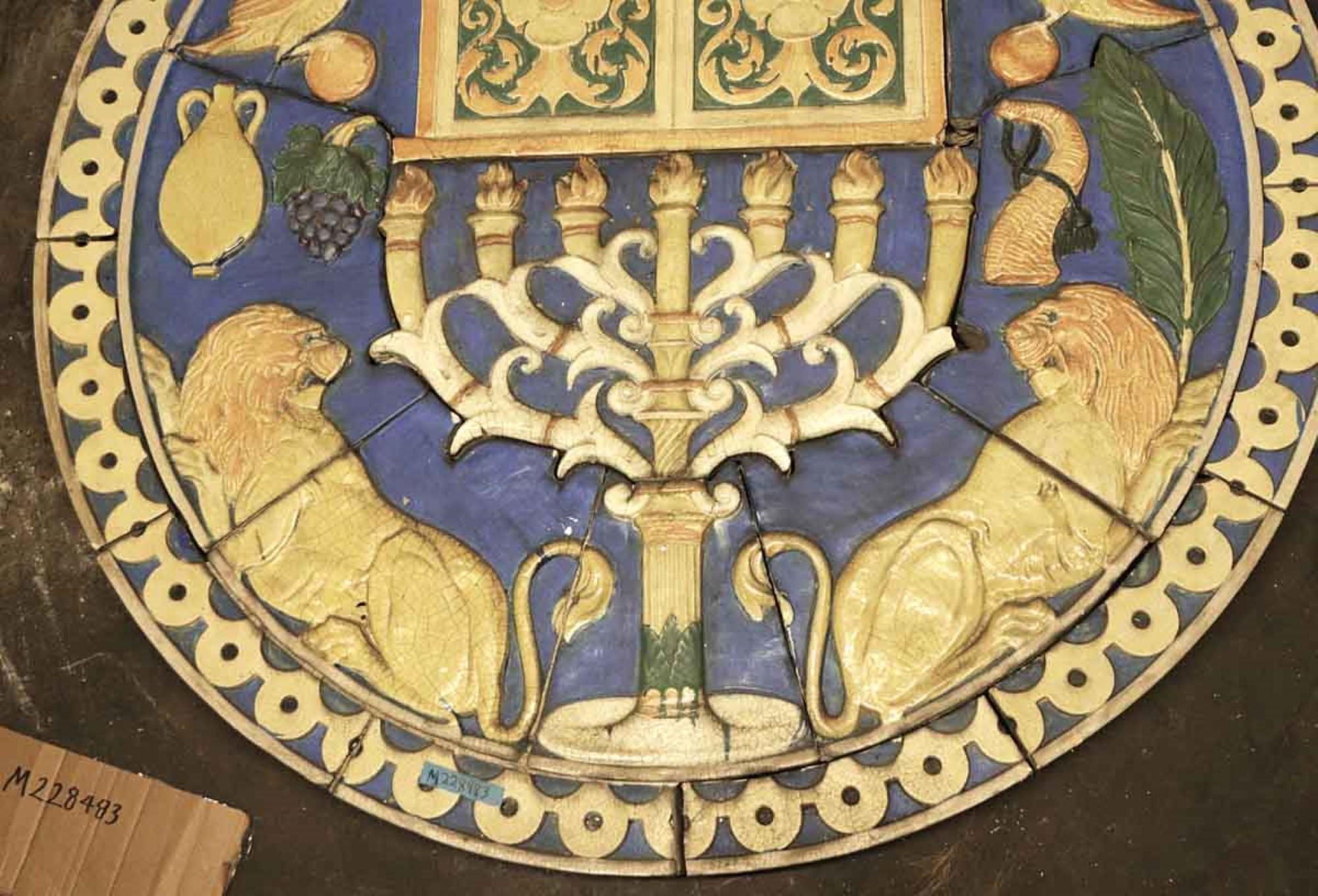 1926 Poly-Chrome Judaic Terracotta Medallion from Phila Synagogue 2