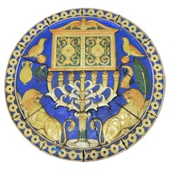 1926 Polychromes jüdisches Terrakotta-Medaillon aus der Synagoge von Phila