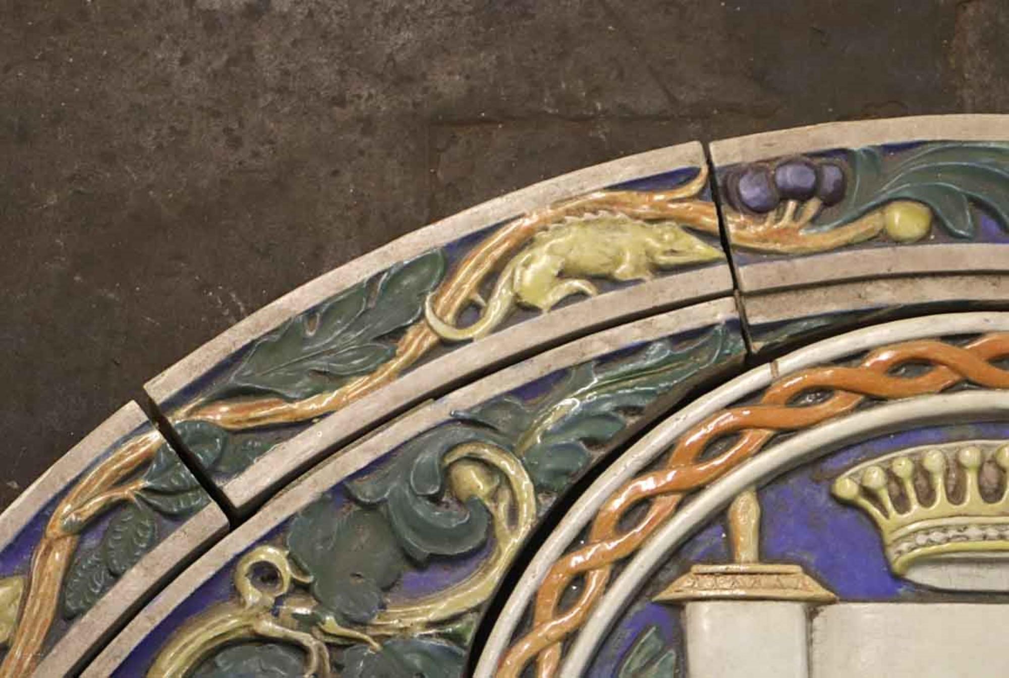 Early 20th Century 1926 Polychrome Judaic Arched Terracotta Doorway Piece from Phila Synagogue For Sale
