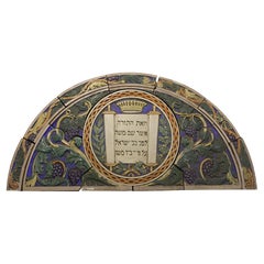 Antique 1926 Polychrome Judaic Arched Terracotta Doorway Piece from Phila Synagogue
