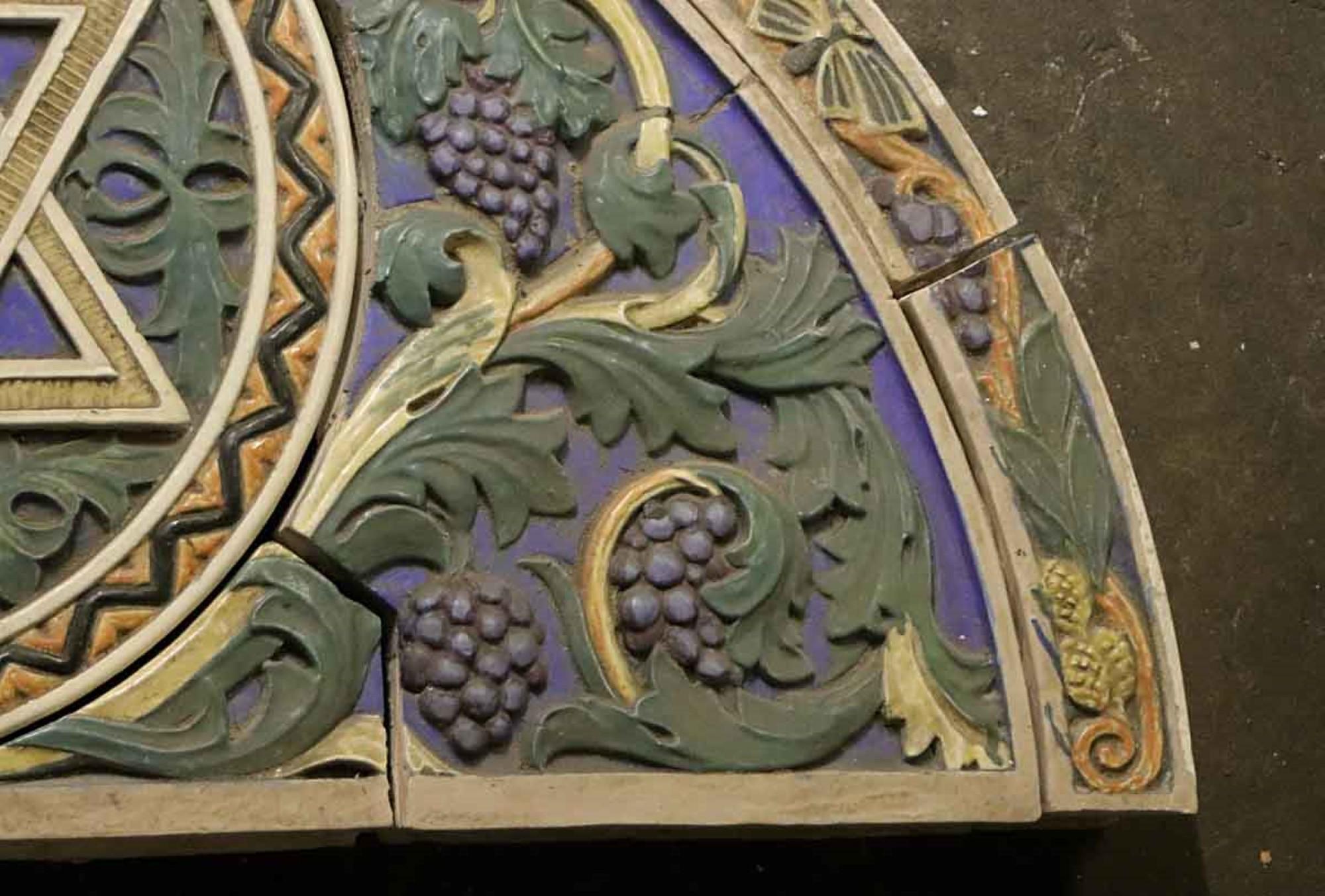 1926 Friso arqueado de terracota policromada con la estrella de David de una sinagoga Terracota