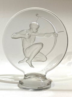1926 René Lalique Archer Car Mascot Hood Ornament in Glass