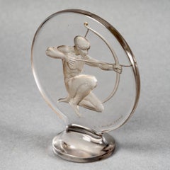 1926 René Lalique Archer Car Mascot Hood Ornament in Glass