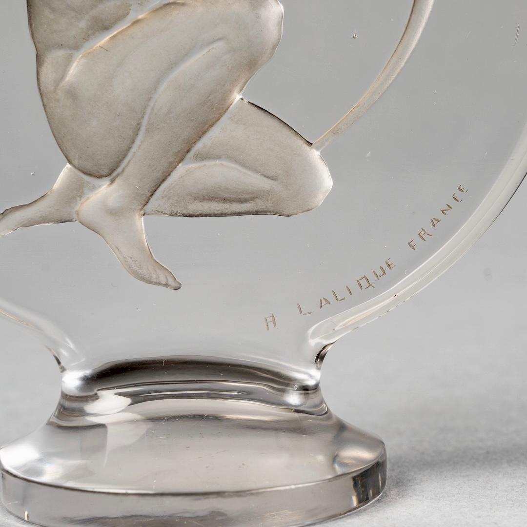 Molded 1926 René Lalique Archer Car Mascot Hood Ornament in Glass