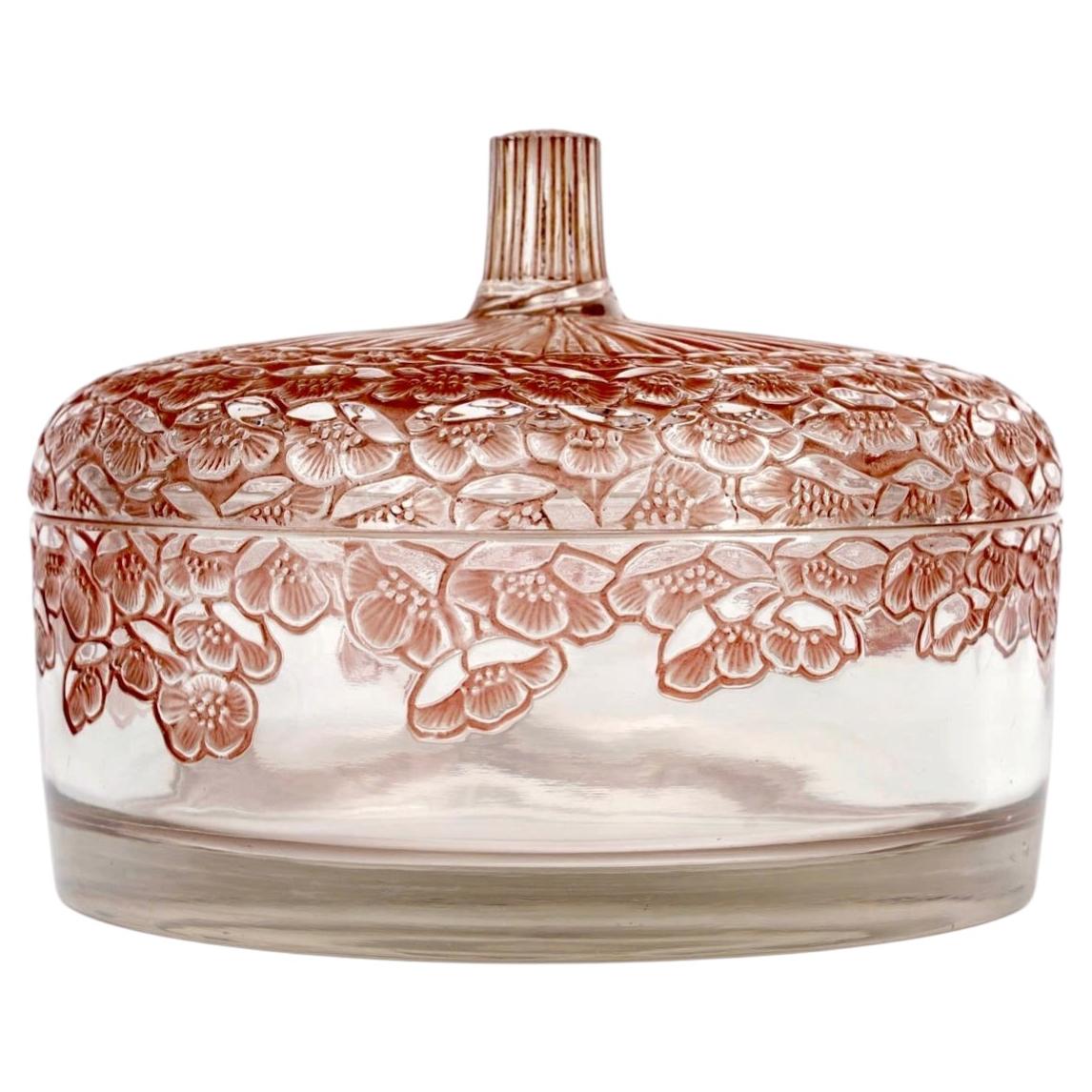 1926 René Lalique Box Boutons d'Or Glass with Red Patina