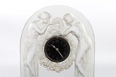 1926 René Lalique Deux Figurines Clear Glass Original Nickel-Plated Bronze Base