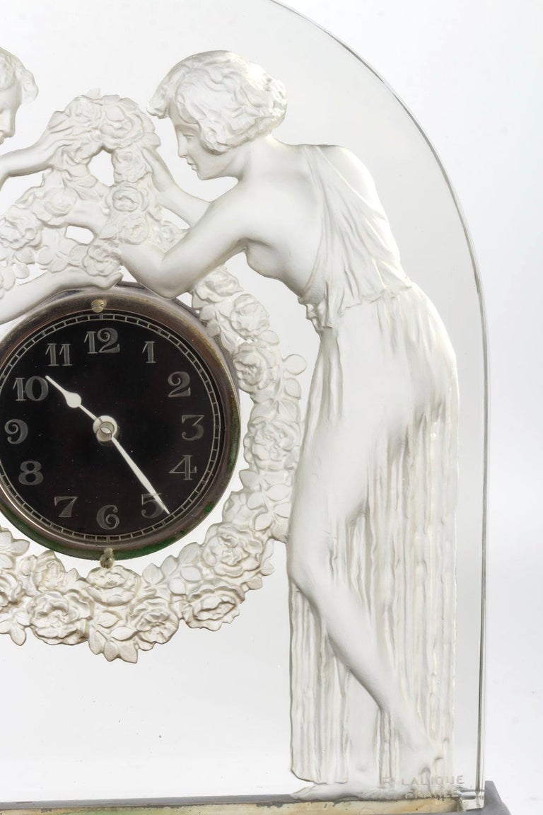 1926 René Lalique Deux Figurines Clear Glass Original NickelPlated