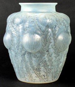 1926 Rene Lalique Domremy Vase in Double Cased Opalescent and Stained Glass