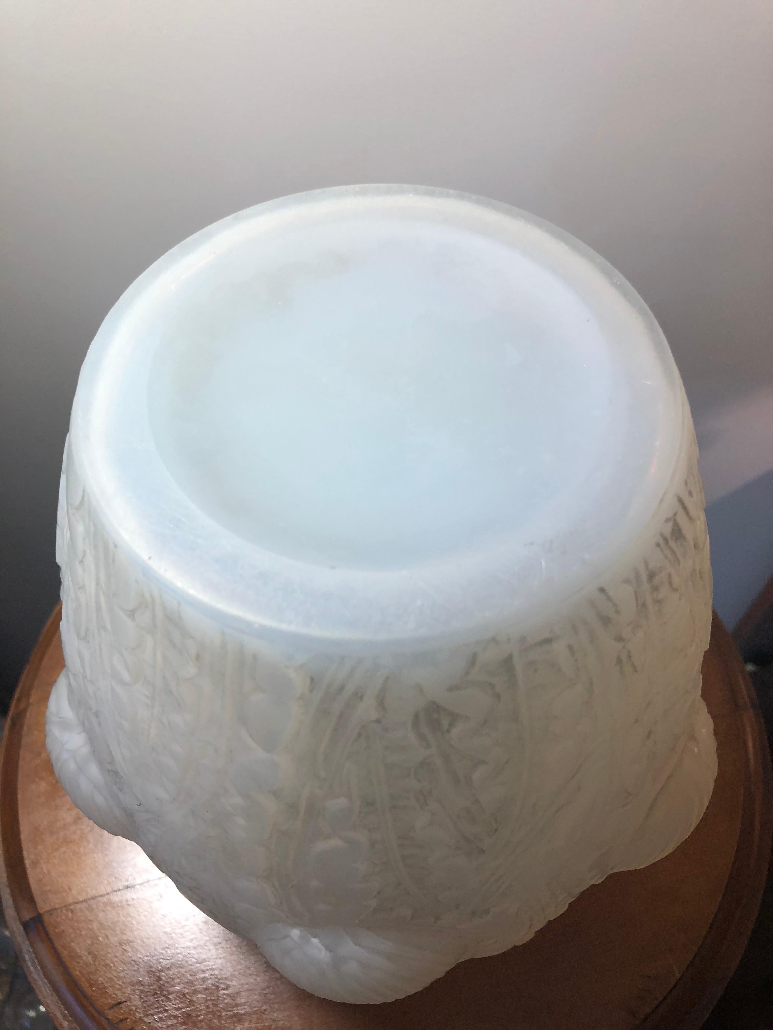 Molded 1926 Rene Lalique Domremy Vase in Double Cased Opalescent and Stained Glass