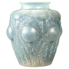 1926 Rene Lalique Domremy Vase in Double Cased Opalescent and Stained Glass