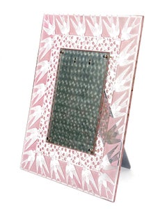 1926 René Lalique - Frame Lily Of The Valley And Swallows Glass With Pink Patina