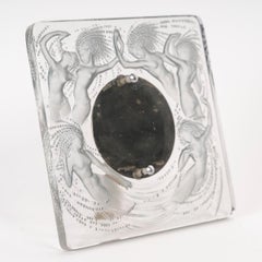 1926 René Lalique - Cadre Naïades Sirènes Verre à Patine Bleue