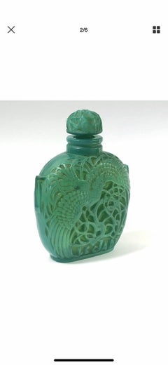 1926 Rene Lalique Le Jade Perfume Bottle for Roger & Gallet Glass, Jade Green
