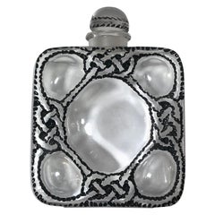 1926 Rene Lalique Les Cinq Fleurs Perfume Bottle for Forvil Clear Enamel Glass