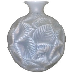 1926 René Lalique Ormeaux Vase in Cased Opalescent Glass