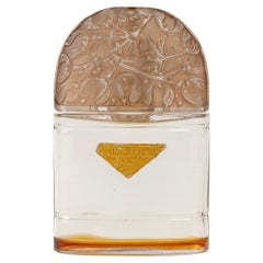 Antique 1926 René Lalique, Perfume Bottle Sous Le Gui Glass Sepia Patina Jean De Parys
