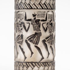 1926 René Lalique Perfume Burner Danseuses Egyptiennes Glass Black Enamel