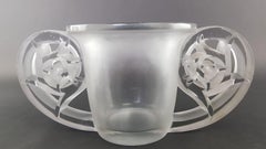 1926 Rene Lalique Pierrefonds Vase in Clear and Acid Satin Finish Glass