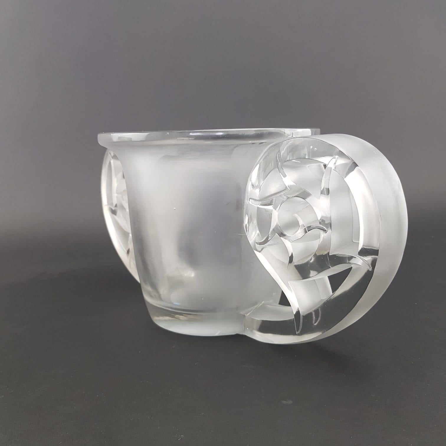 Art Deco 1926 Rene Lalique Pierrefonds Vase in Clear and Acid Satin Finish Glass