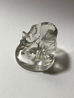 1926 René Lalique Renard Seal Clear Glass, Fox Figurine
