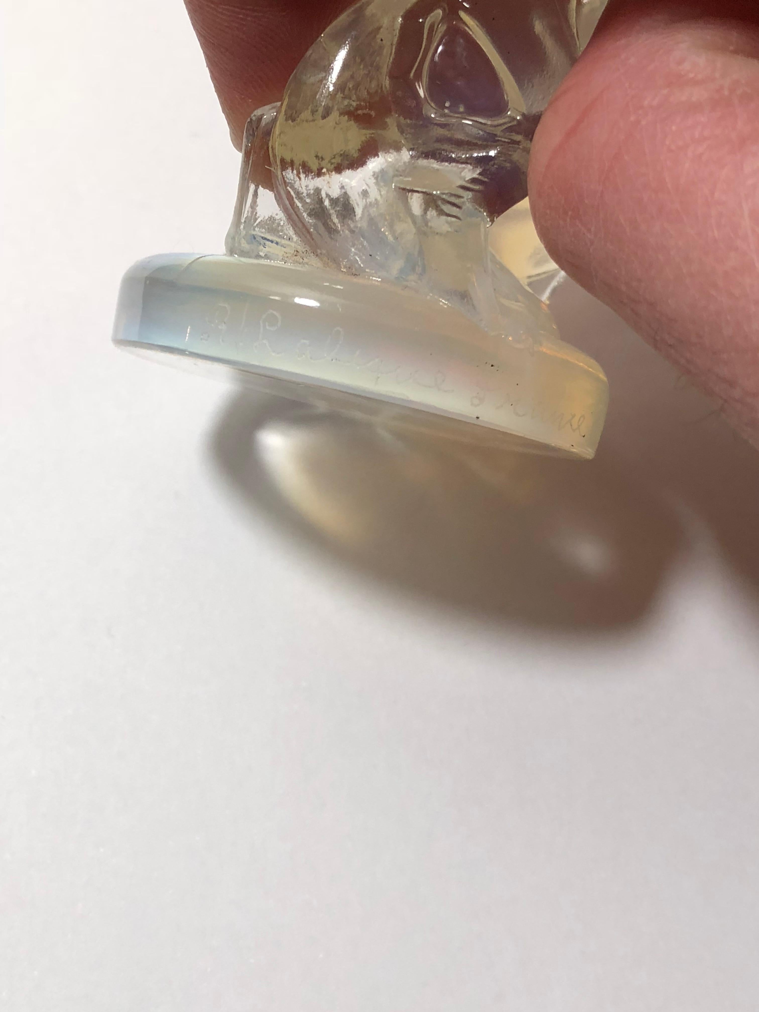 Molded 1926 René Lalique Renard Seal Opalescent Glass, Fox Figurine