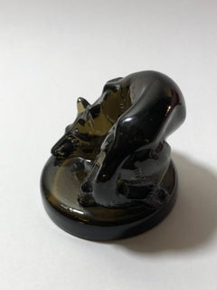 1926 René Lalique Renard Seal Topaz Glass, Fox Figurine