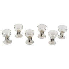 1926 René Lalique Set of 6 Water Glasses Unawihr Glass with Black Enamel