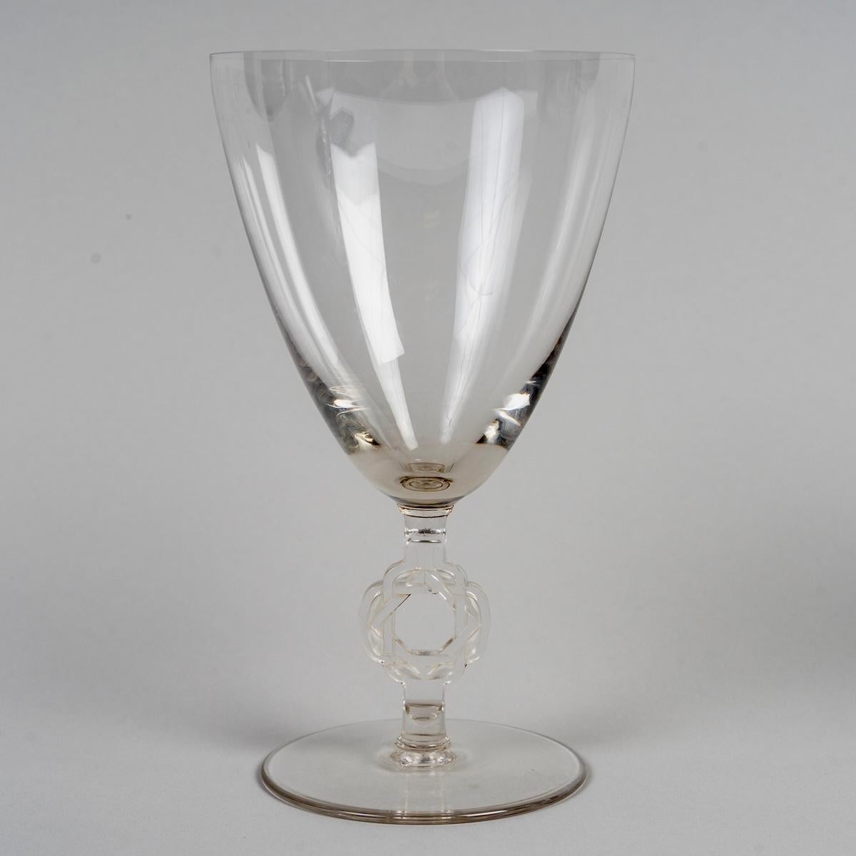 Molded 1926 René Lalique - Set Of 60 Glasses Ribeauvillé Glass Star Of David For Sale