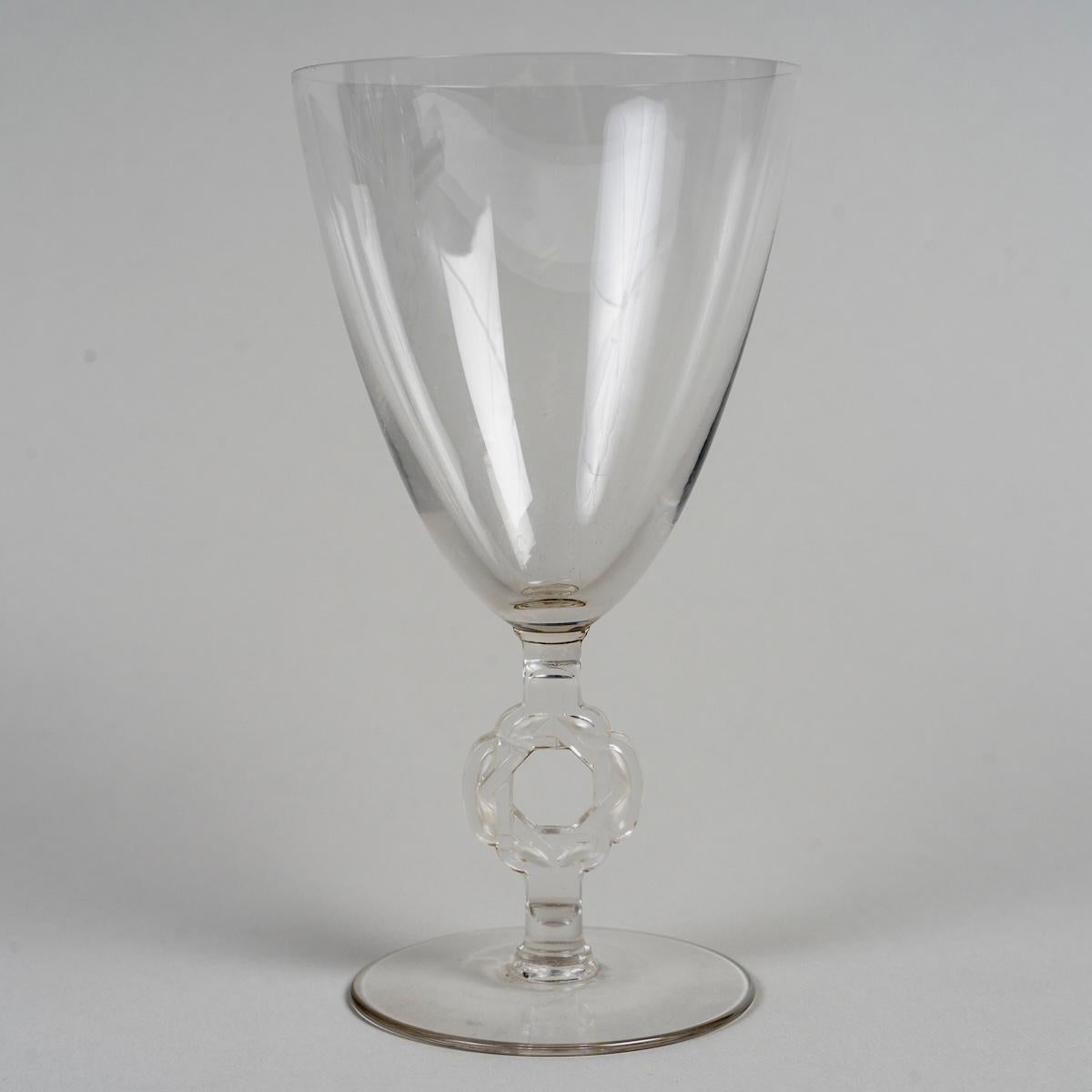 1926 René Lalique - Set Of 60 Glasses Ribeauvillé Glass Star Of David In Good Condition For Sale In Boulogne Billancourt, FR