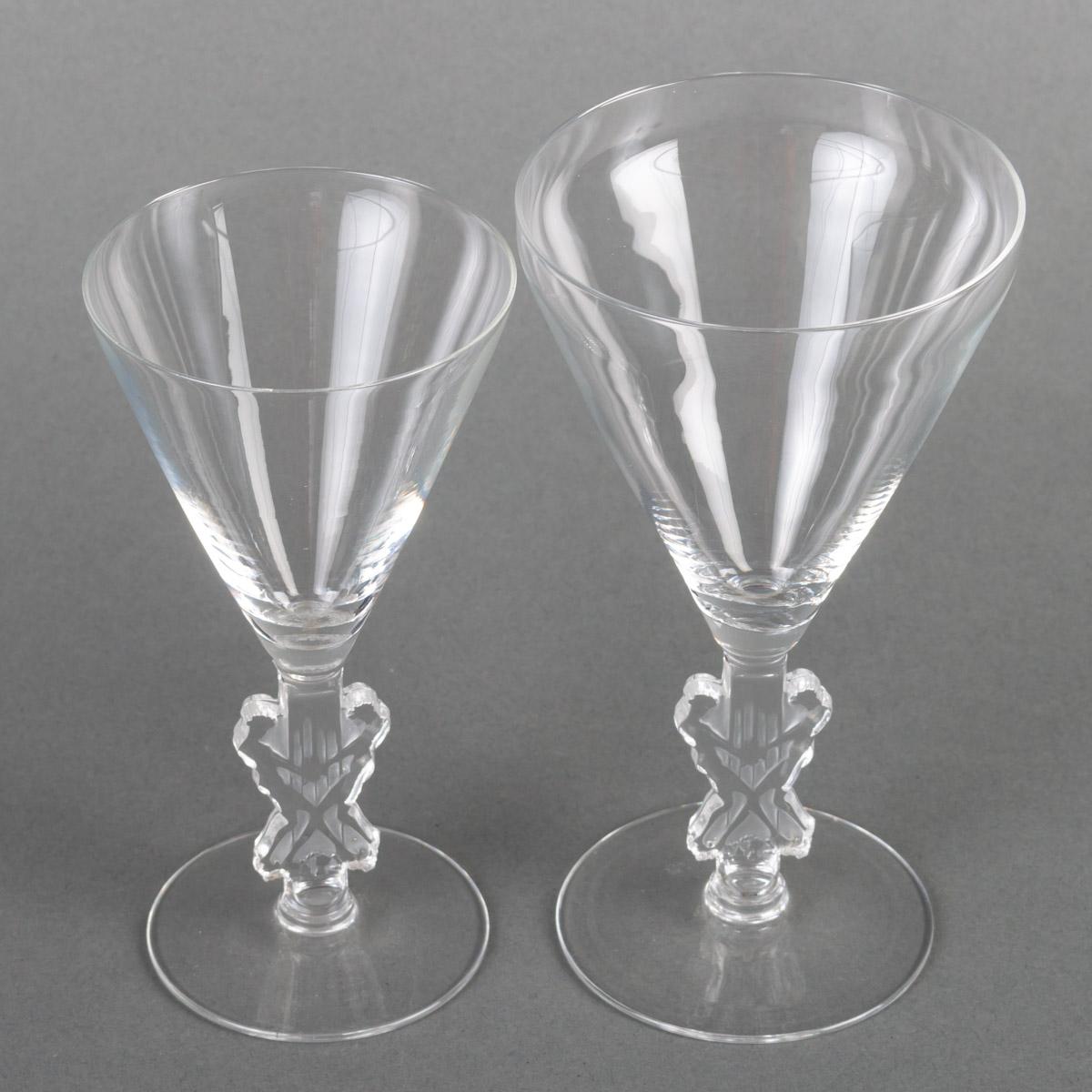 Art Deco 1926 Rene Lalique Set of Tablewares Glasses Strasbourg Glass 12 pieces For Sale