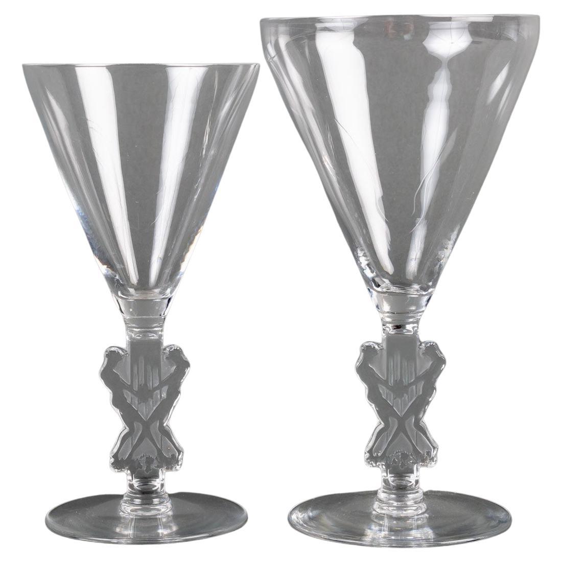 1926 Rene Lalique Satz von Geschirr Gläser Straßburg Glas 12 pieces im Angebot