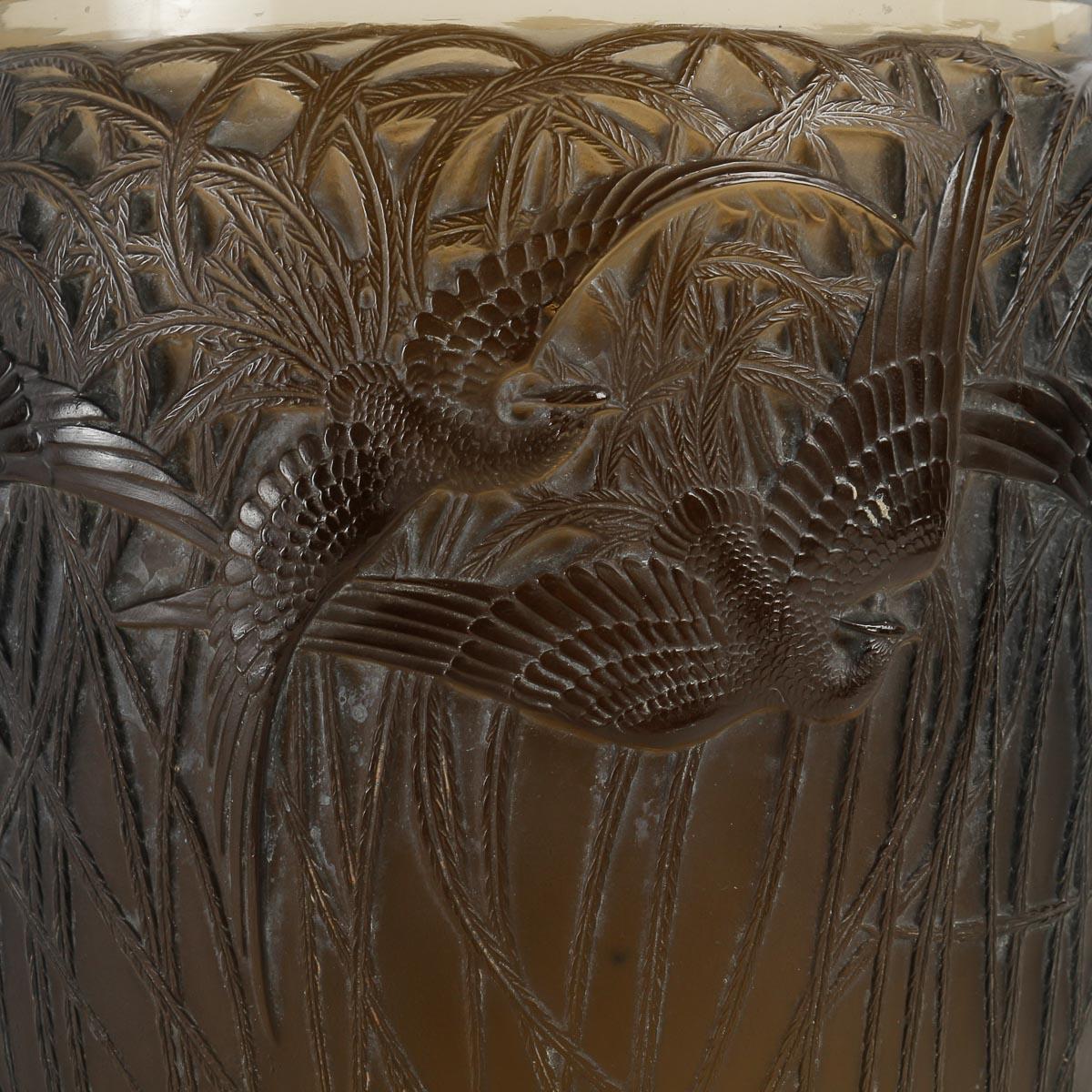 Moulé Vase Rene Lalique de 1926 Aigrettes Topaze Verre fumé