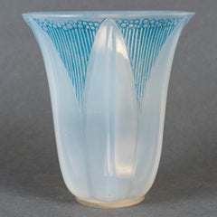 1926 Rene Lalique - Vase Campanule Cased Opalescent Glass with Blue Patina