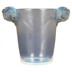 1926 René Lalique Vase Chamarande Opalescent Glass with Grey Patina